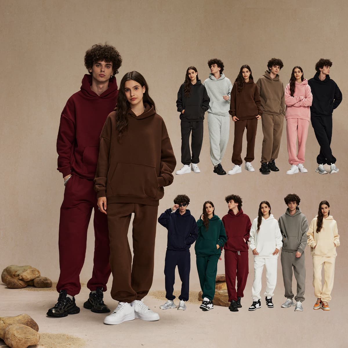 2580 Thick 400Gsm Polar Fleece Oversized Solid Hoodie