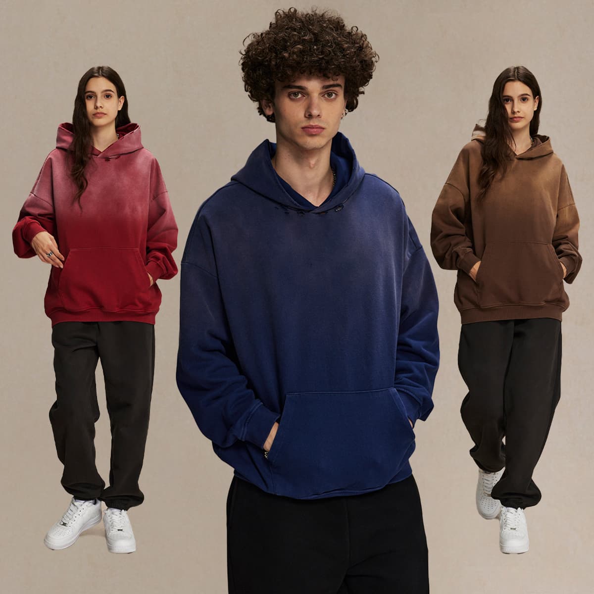 Thick Terry 450Gsm Vintage Wash Distressed Hoodie thumbnail 3