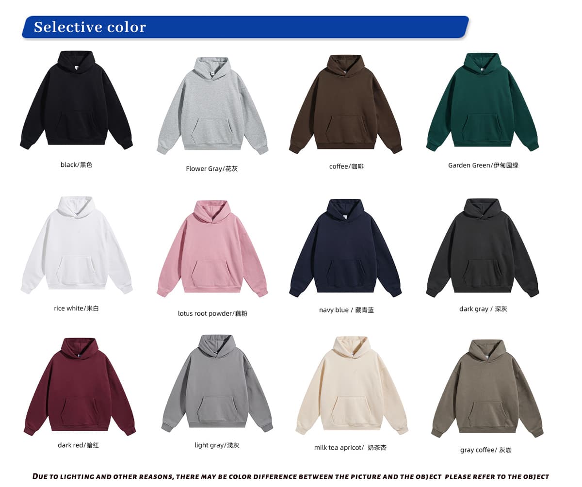 2580 Thick 400Gsm Polar Fleece Oversized Solid Hoodie – detail 3