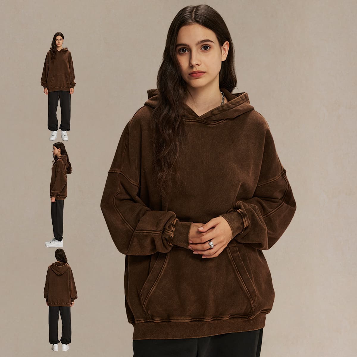 Thick French Terry 420Gsm Vintage Wash Hoodie thumbnail 3