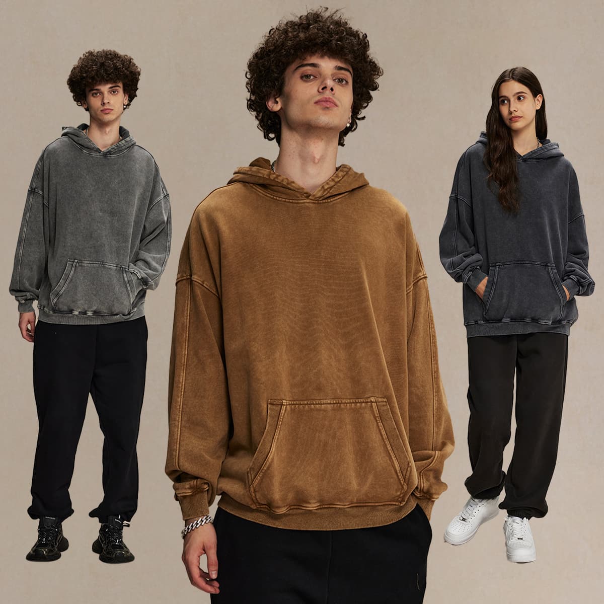 Thick French Terry 420Gsm Vintage Wash Hoodie thumbnail 4