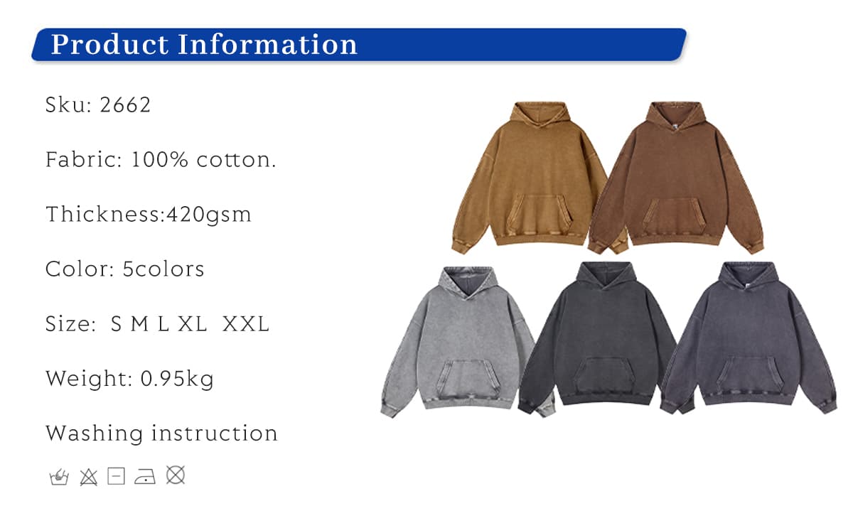 Thick French Terry 420Gsm Vintage Wash Hoodie – detail 1