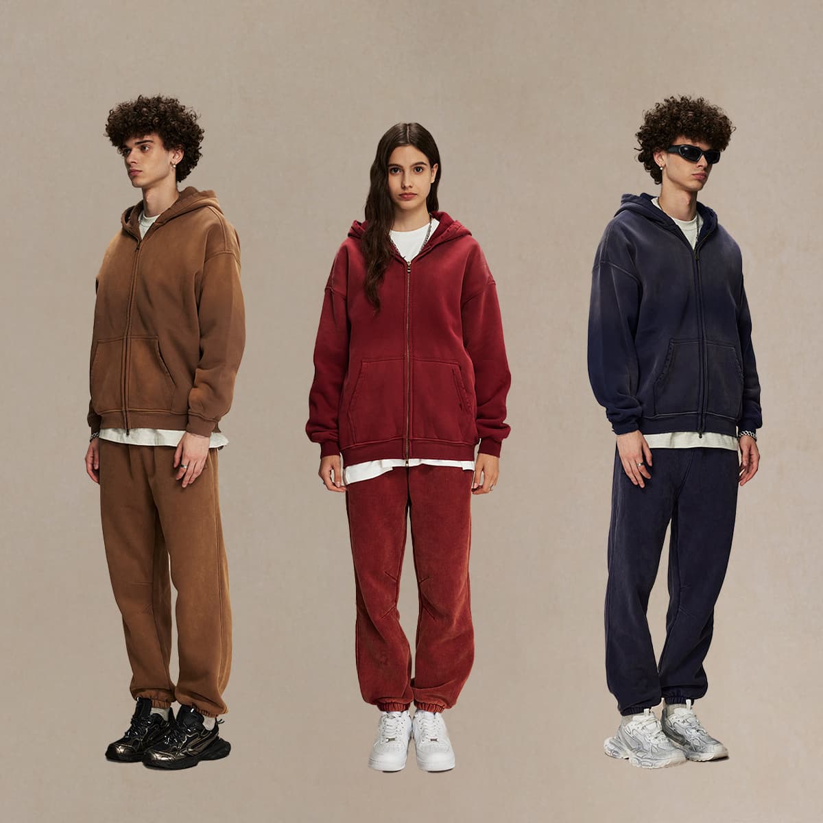Fleece 360gsm Wash Distressed Zip-up Hoodie thumbnail 2