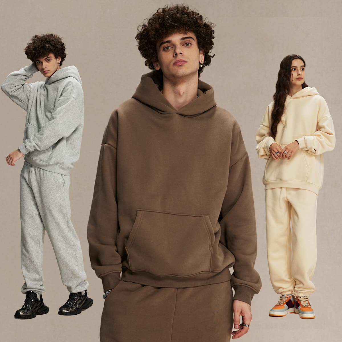 2580 Thick 400Gsm Polar Fleece Oversized Solid Hoodie thumbnail 6