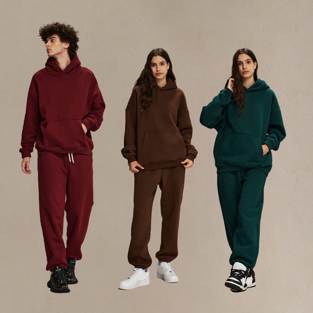 2580 Thick 400Gsm Polar Fleece Oversized Solid Hoodie thumbnail 4