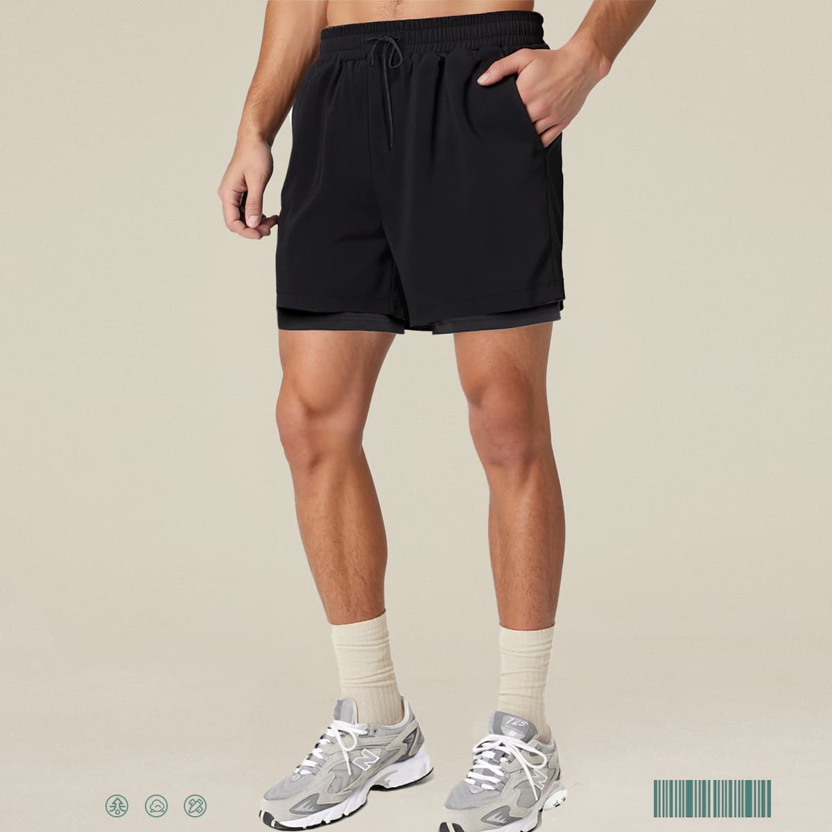 Outdoor Wear Quick-Drying Double Layer Sports Shorts thumbnail 2