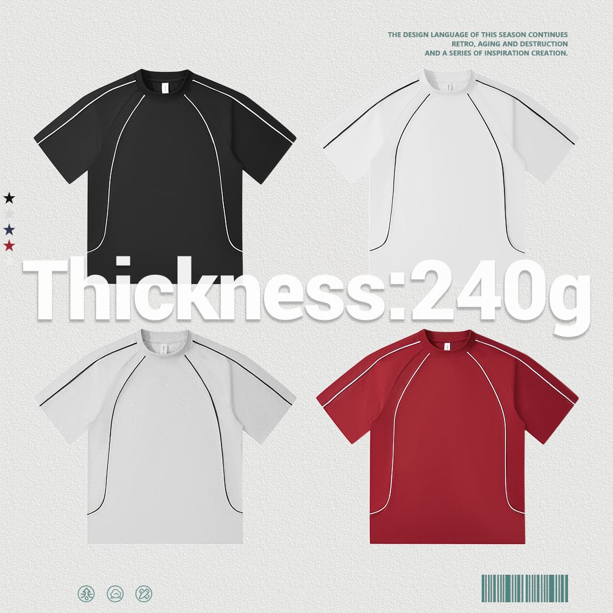 Cotton 240g Reglan Sleeve Oversized T-shirt thumbnail 3