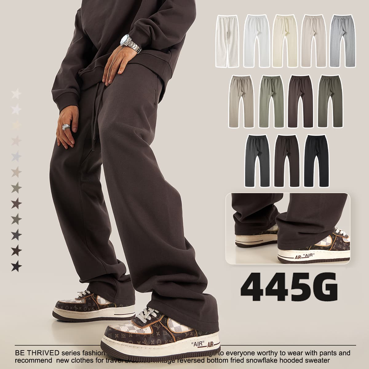 Thick Brushed Cotton Terry 445Gsm Straight Leg Sweatpants