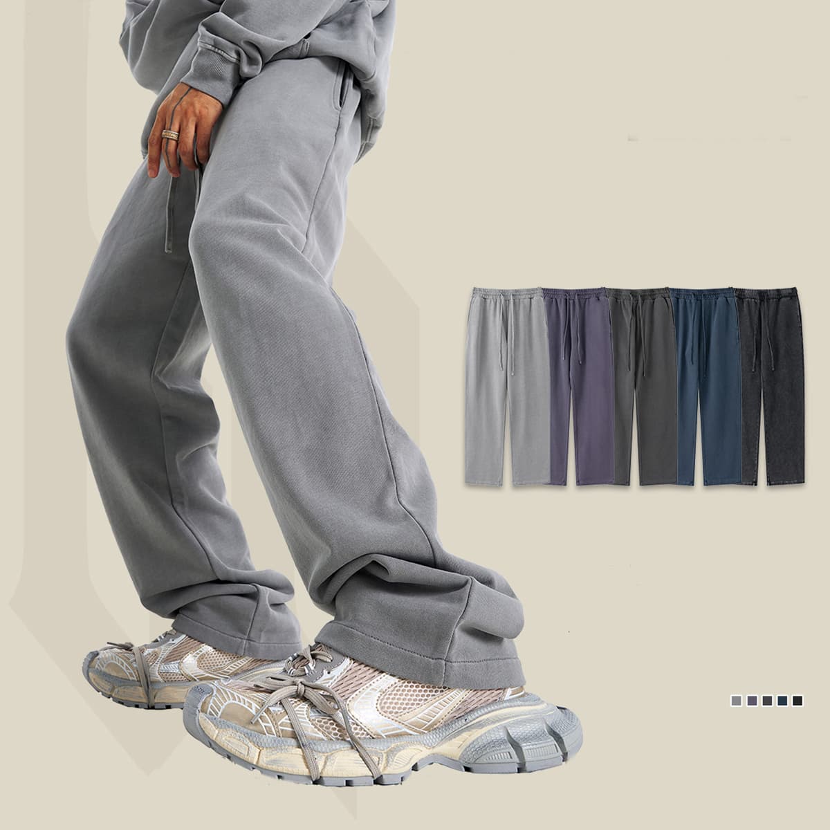 Cotton Terry 380Gsm Vintage Washed Straight Leg Sweatpants