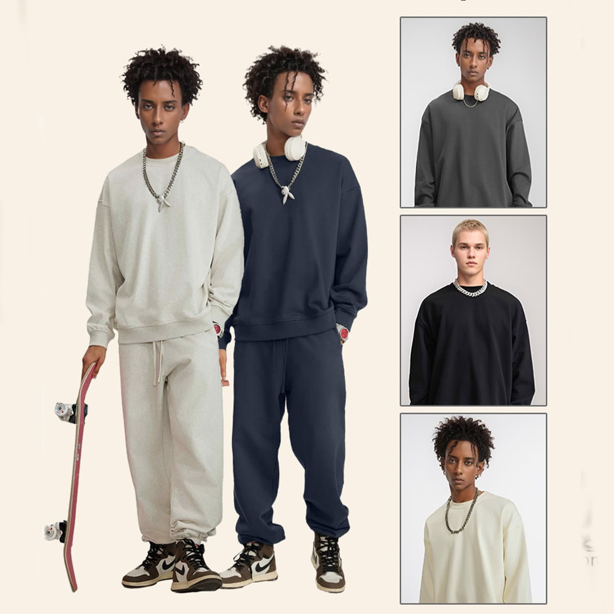 Terry 360Gsm Oversized Solid Sweatshirt thumbnail 2