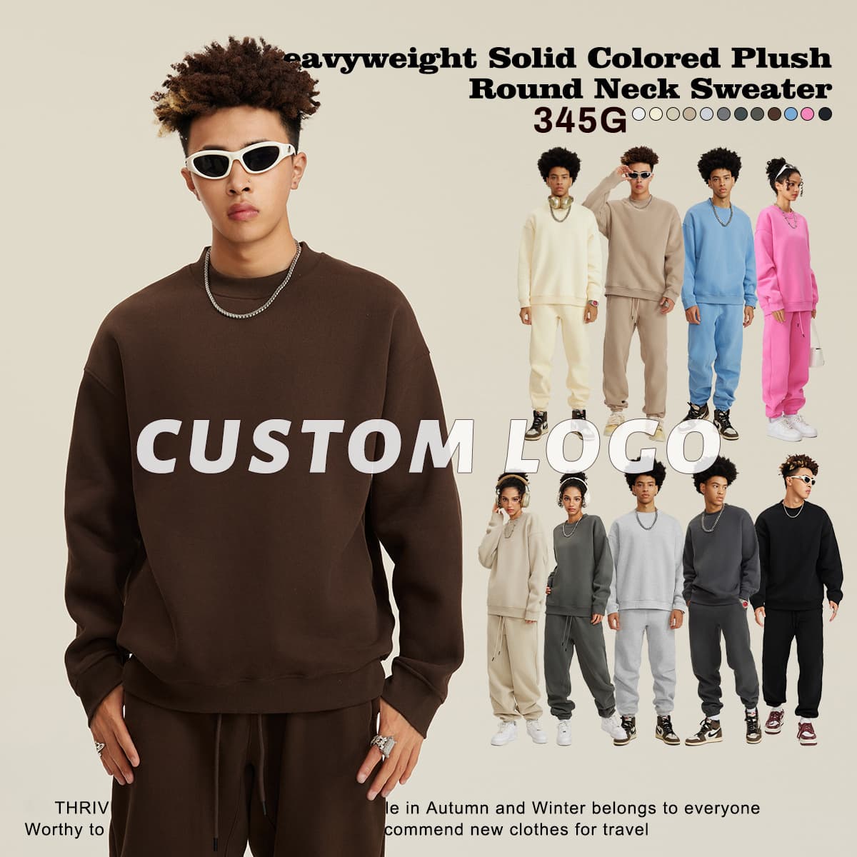 Thick Fleece 345Gsm Oversized Plain Sweatshirt thumbnail 2