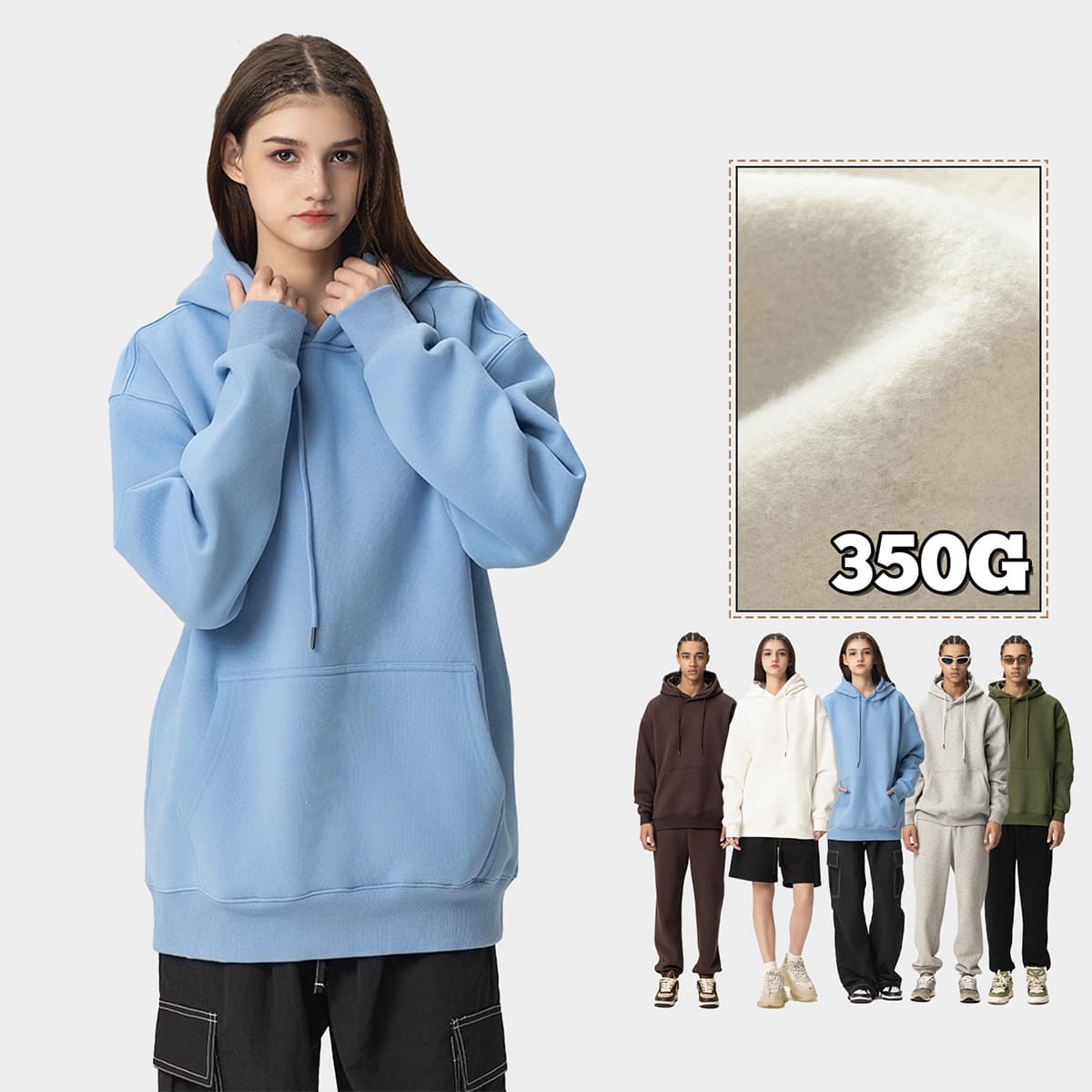 Fleece 350Gsm Unisex Oversized Hoodie thumbnail 2