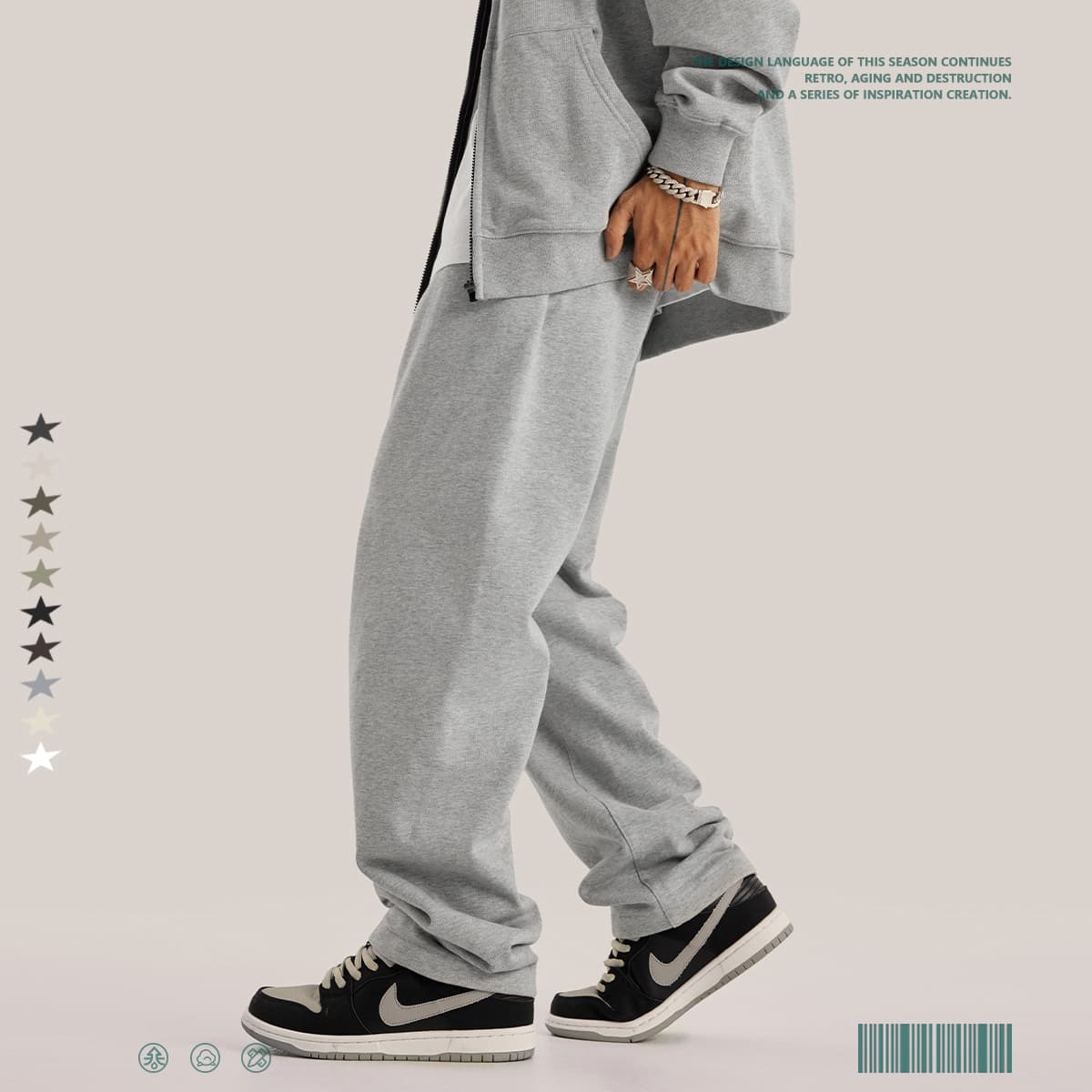 Thick Brushed Cotton Terry 445Gsm Straight Leg Sweatpants thumbnail 2
