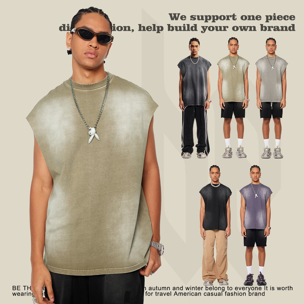 Cotton 310GSM Gradual Wash Vintage Vest