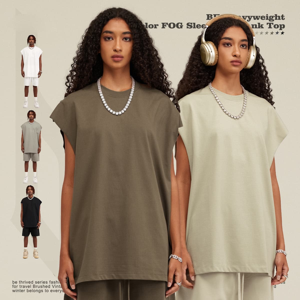 1501 Thick Cotton 305GSM Raw Edge Sleeve Vest thumbnail 2