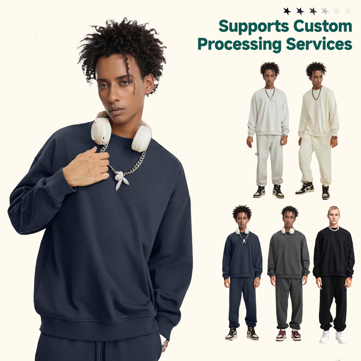 Terry 360Gsm Oversized Solid Sweatshirt thumbnail 3