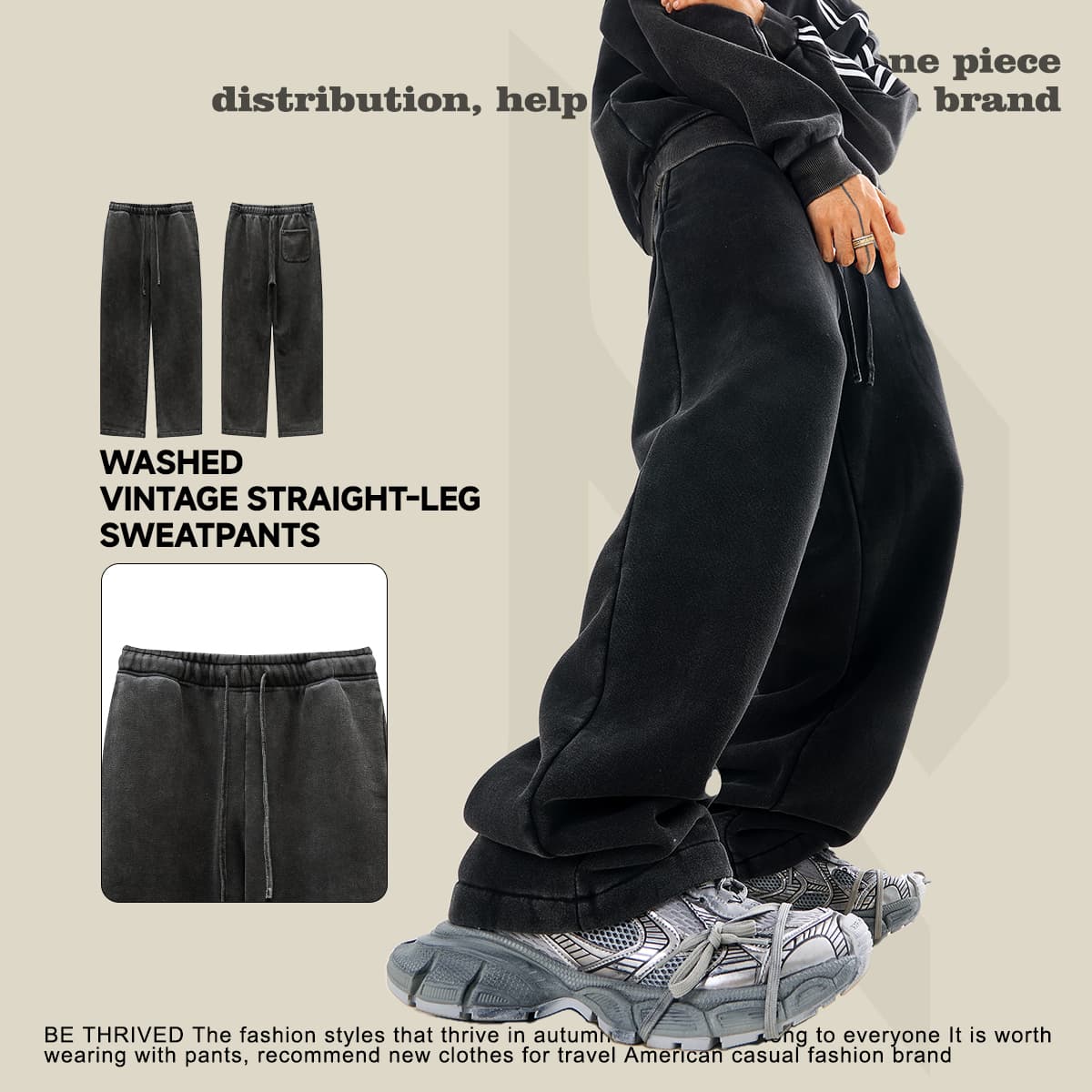 Heavyweight Fleece 332Gsm wash vintage Sweatpants thumbnail 3