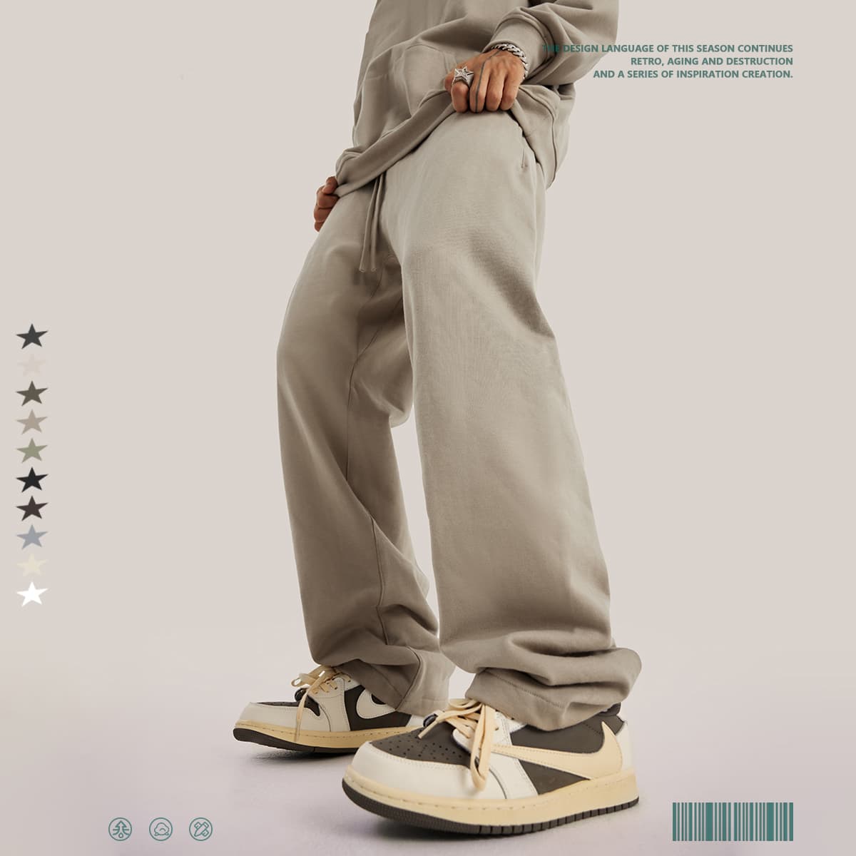 Thick Brushed Cotton Terry 445Gsm Straight Leg Sweatpants thumbnail 3