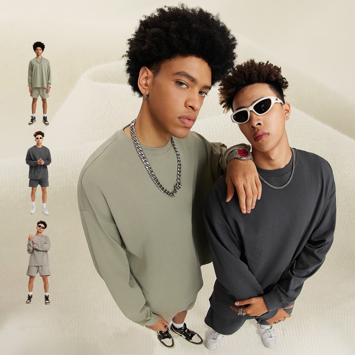 Cotton Long Sleeve 305Gsm solid Oversized T-shirt thumbnail 3