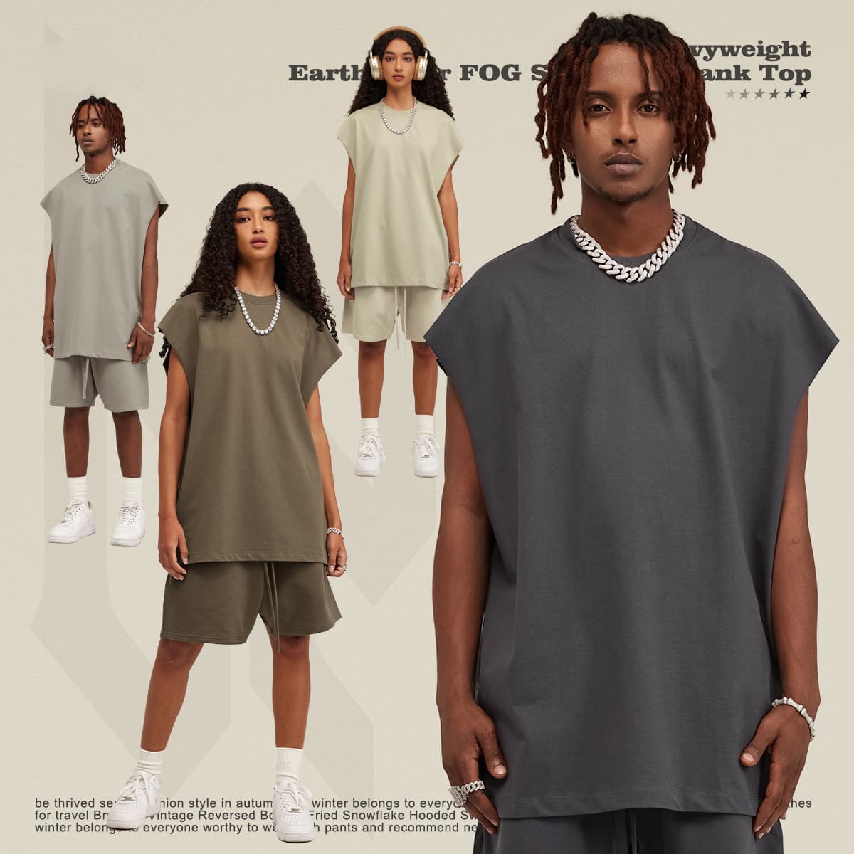 1501 Thick Cotton 305GSM Raw Edge Sleeve Vest thumbnail 3