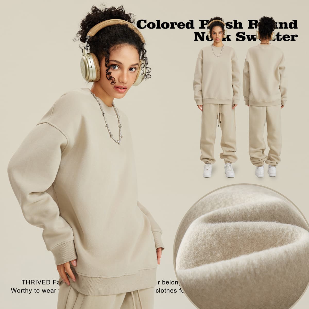 Thick Fleece 345Gsm Oversized Plain Sweatshirt thumbnail 3