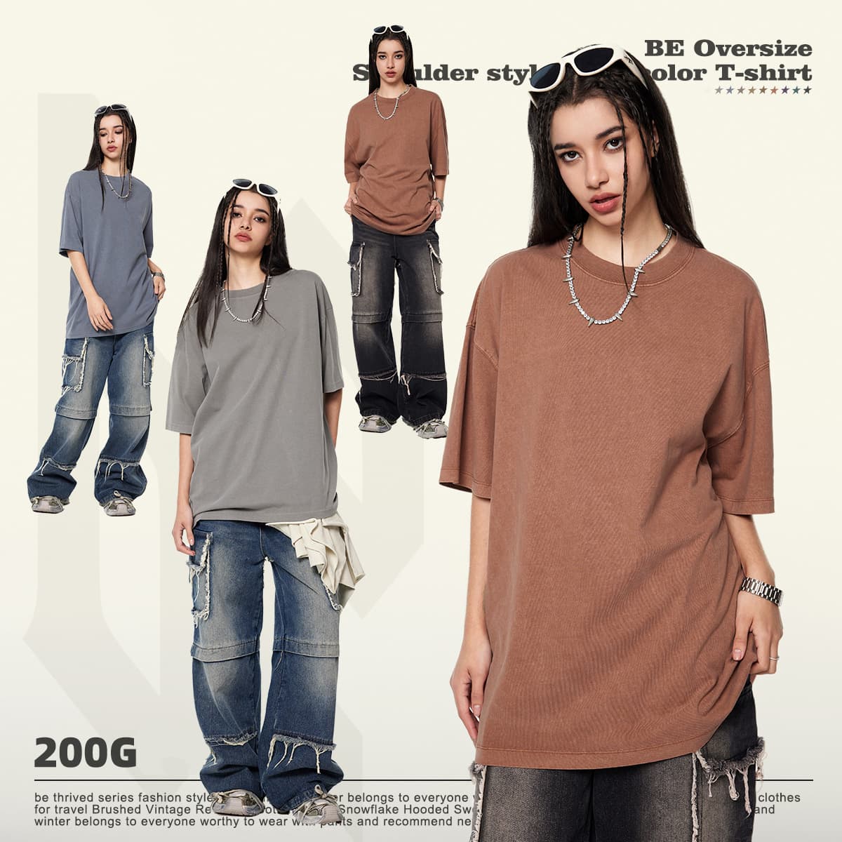 Cotton 200GSM Light Wash Oversized T-Shirt thumbnail 4