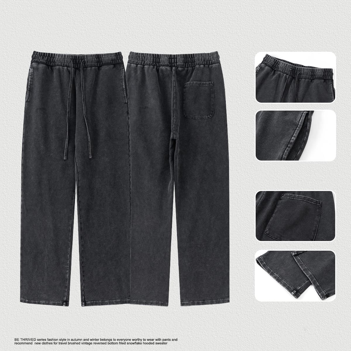 Cotton Terry 380Gsm Vintage Washed Straight Leg Sweatpants thumbnail 4