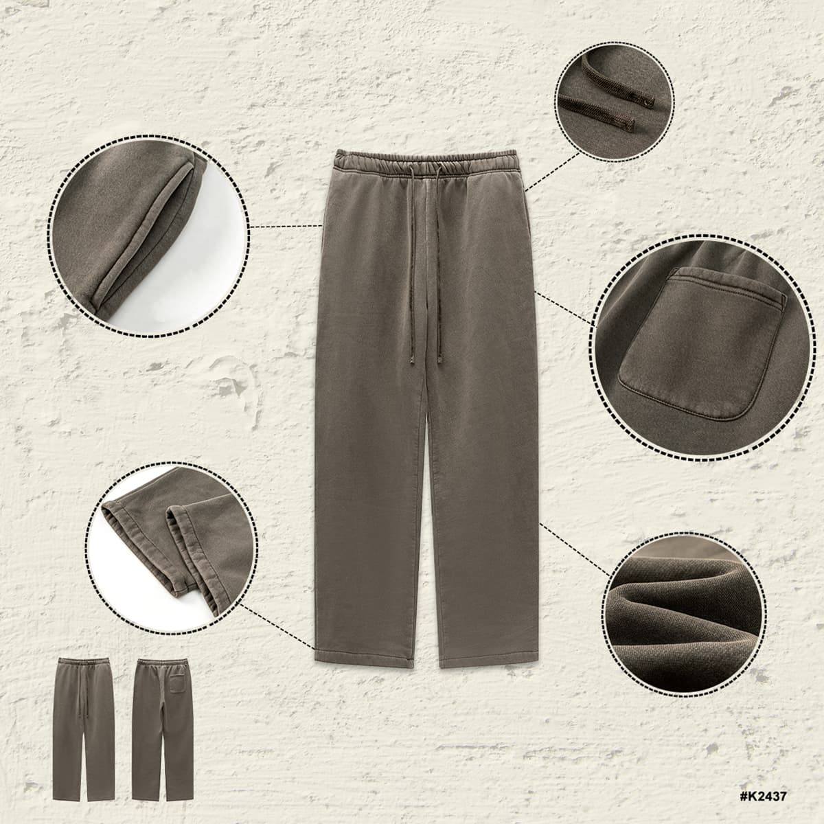 Heavyweight Fleece 332Gsm wash vintage Sweatpants thumbnail 4