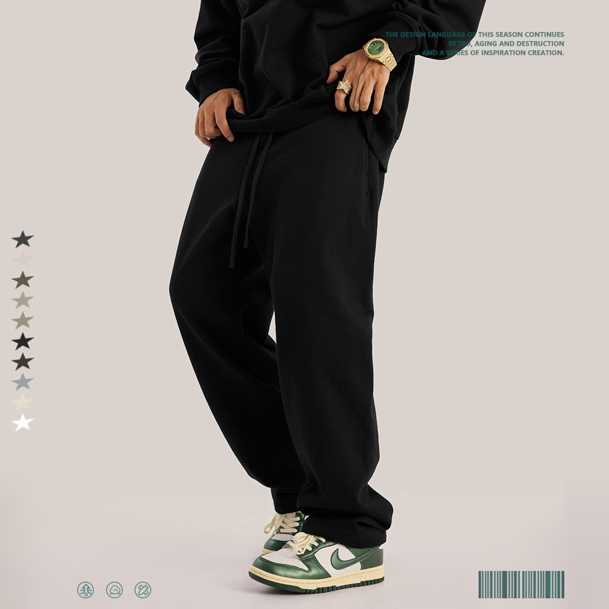 Thick Brushed Cotton Terry 445Gsm Straight Leg Sweatpants thumbnail 4