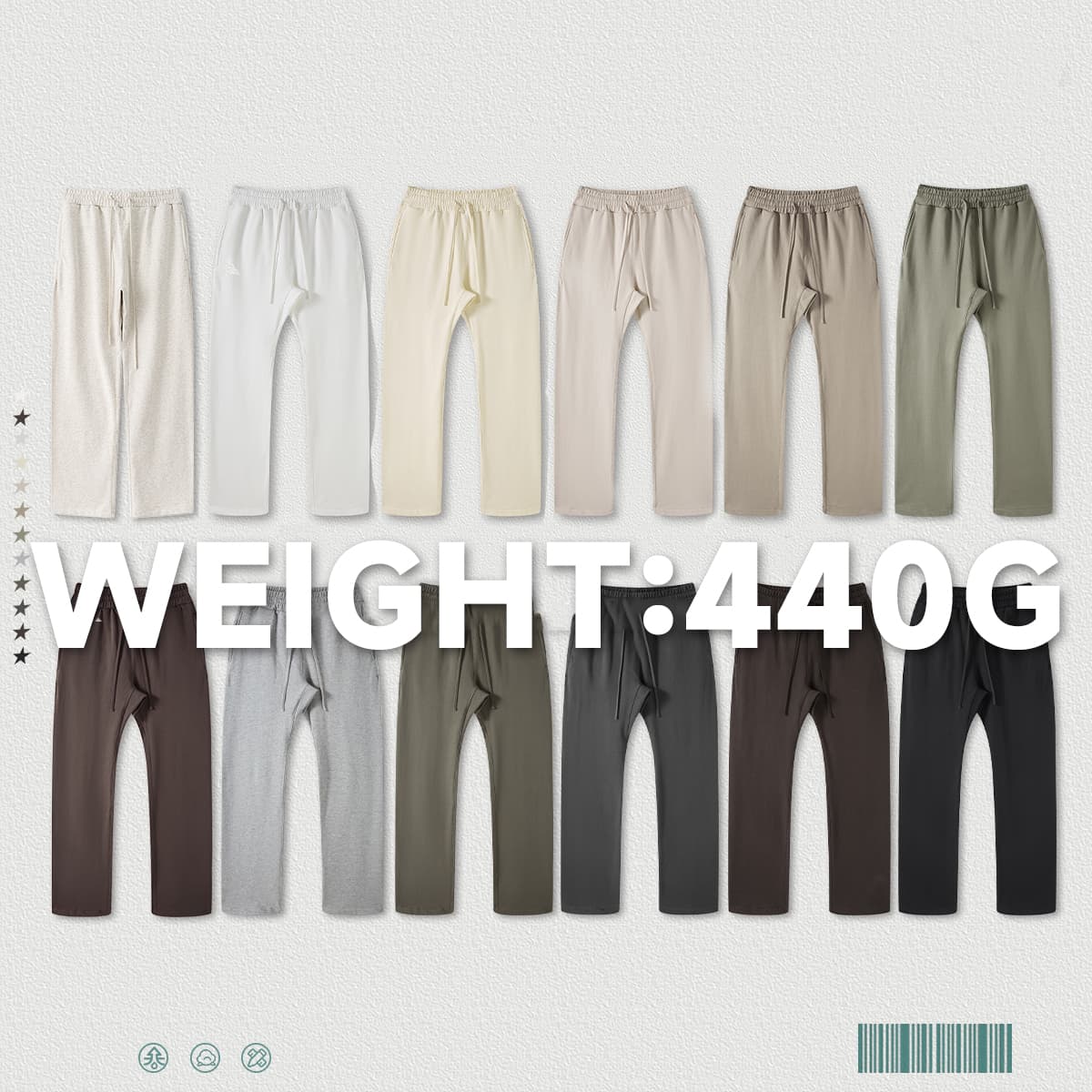 Thick Brushed Cotton Terry 445Gsm Straight Leg Sweatpants thumbnail 5