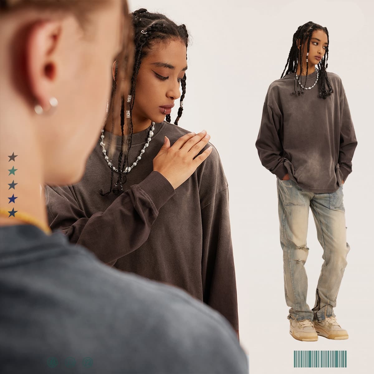 Cotton 260Gsm Long Sleeve Gradual Wash Shirts thumbnail 2