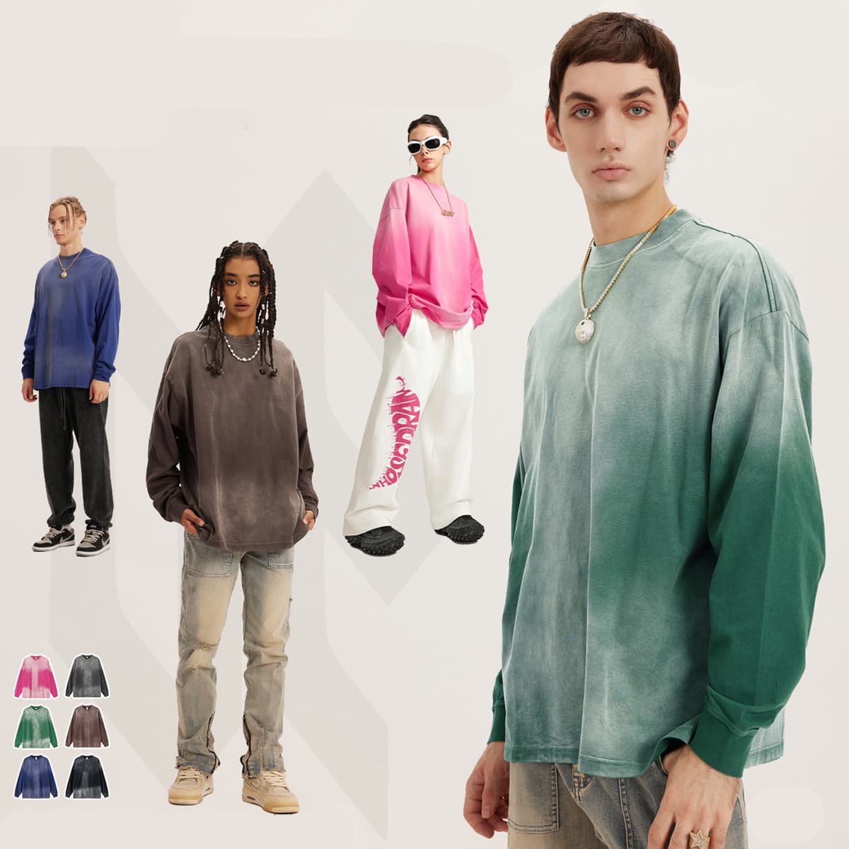 Cotton 260Gsm Long Sleeve Gradual Wash Shirts
