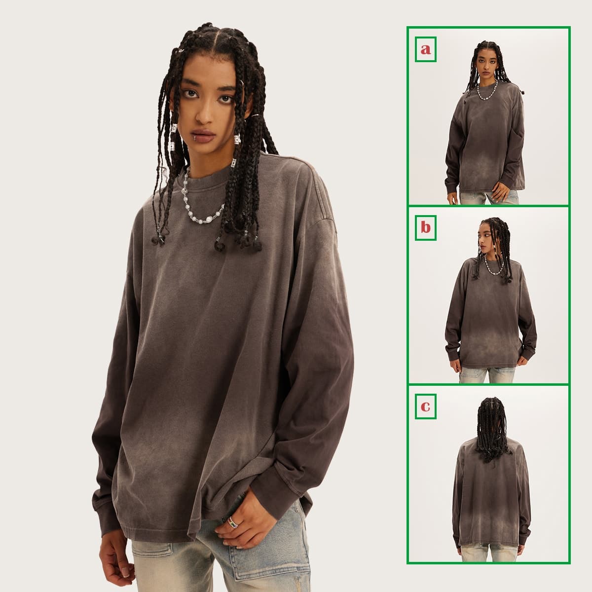 Cotton 260Gsm Long Sleeve Gradual Wash Shirts thumbnail 3