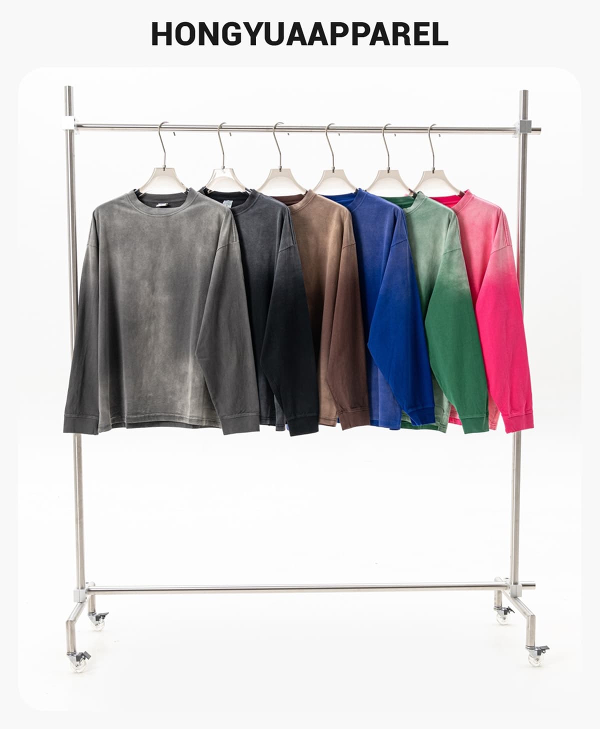 Cotton 260Gsm Long Sleeve Gradual Wash Shirts – detail 1