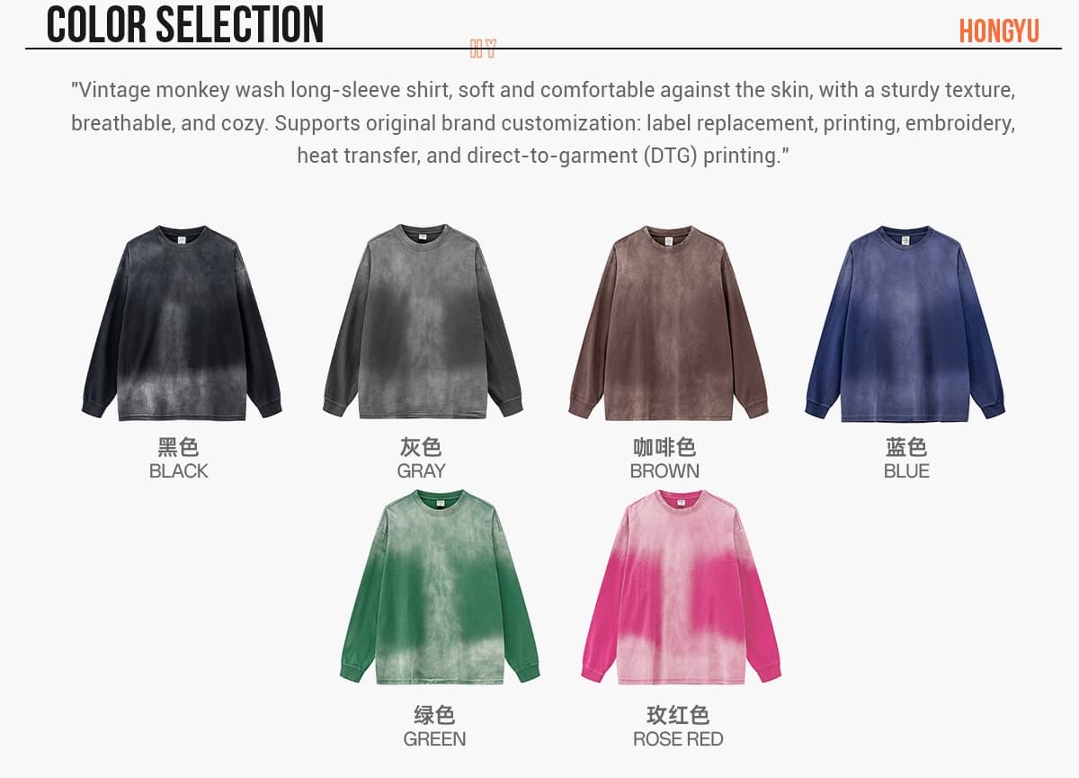 Cotton 260Gsm Long Sleeve Gradual Wash Shirts – detail 3