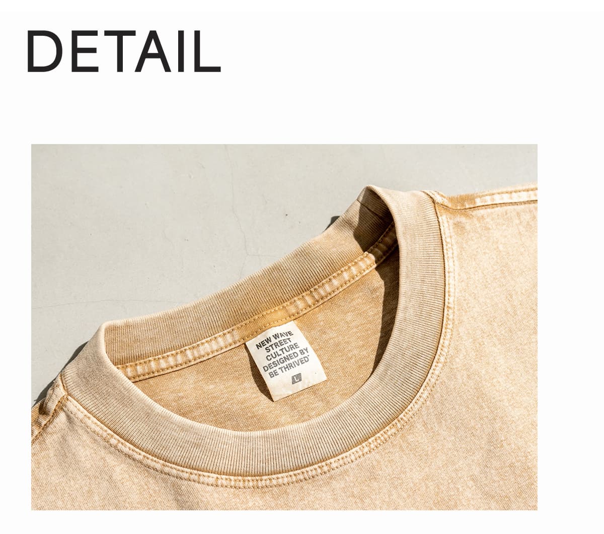 Cotton 270Gsm Acid Wash Ribbed Cuff Long Sleeve Tee – detail 4