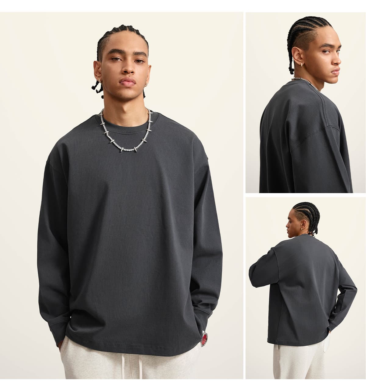 Heavy Weight Cotton 425Gsm Long Sleeve T-Shirt – detail 9