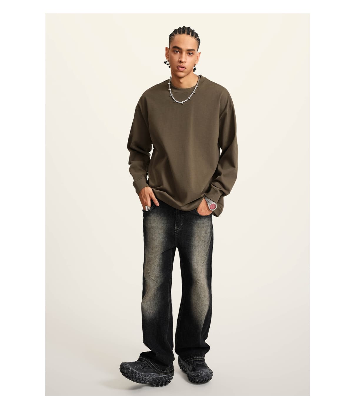 Heavy Weight Cotton 425Gsm Long Sleeve T-Shirt – detail 10