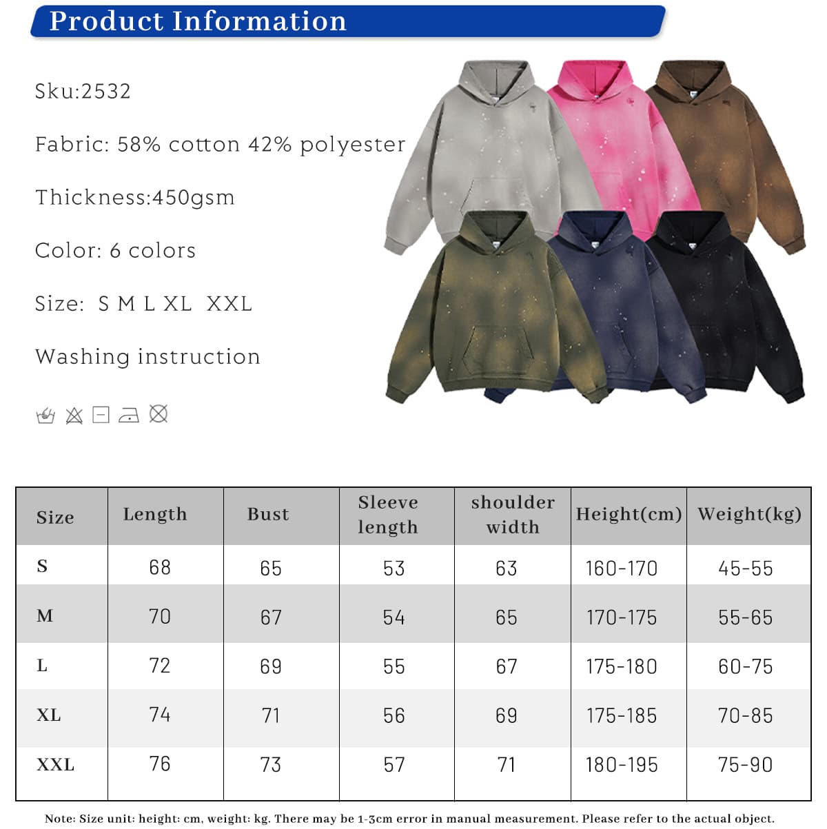 Terry 450Gsm Vintage distressed Ink Splash Hoodie – detail 1