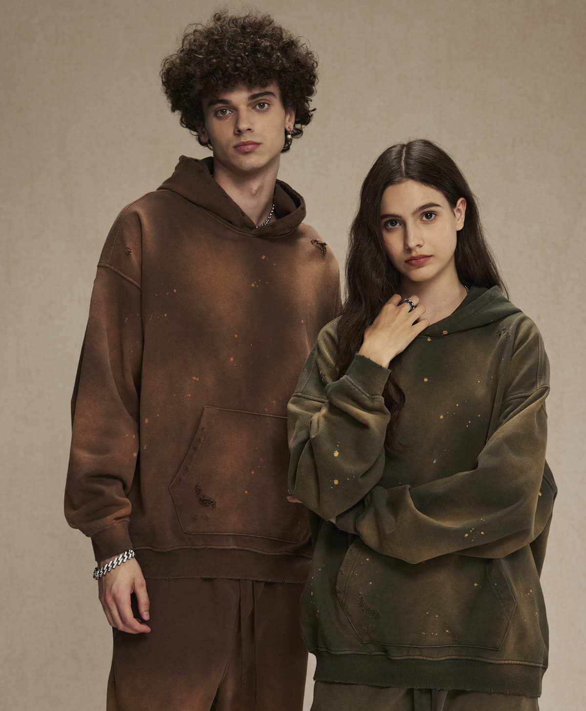 Terry 450Gsm Vintage distressed Ink Splash Hoodie – detail 11