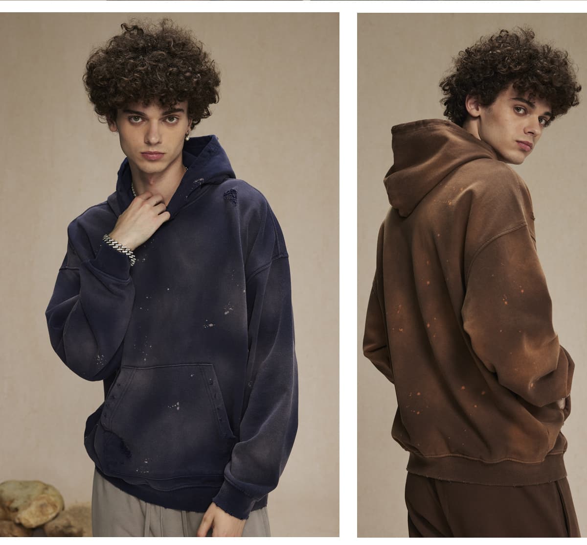 Terry 450Gsm Vintage distressed Ink Splash Hoodie – detail 12