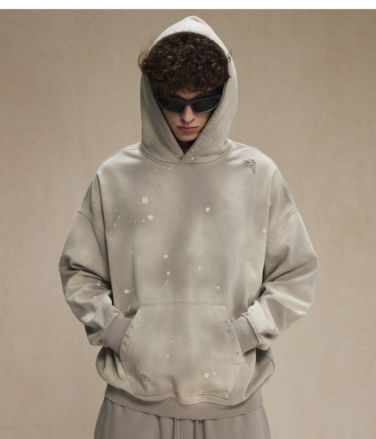 Terry 450Gsm Vintage distressed Ink Splash Hoodie – detail 14