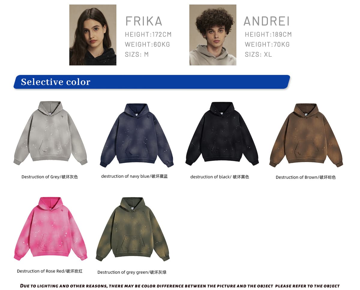 Terry 450Gsm Vintage distressed Ink Splash Hoodie – detail 2