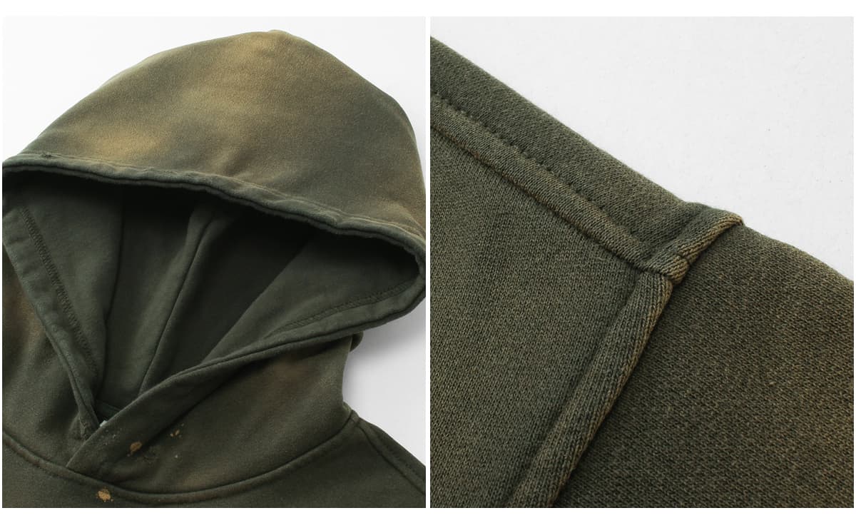 Terry 450Gsm Vintage distressed Ink Splash Hoodie – detail 5