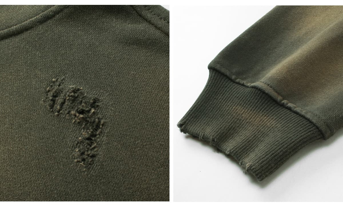 Terry 450Gsm Vintage distressed Ink Splash Hoodie – detail 6