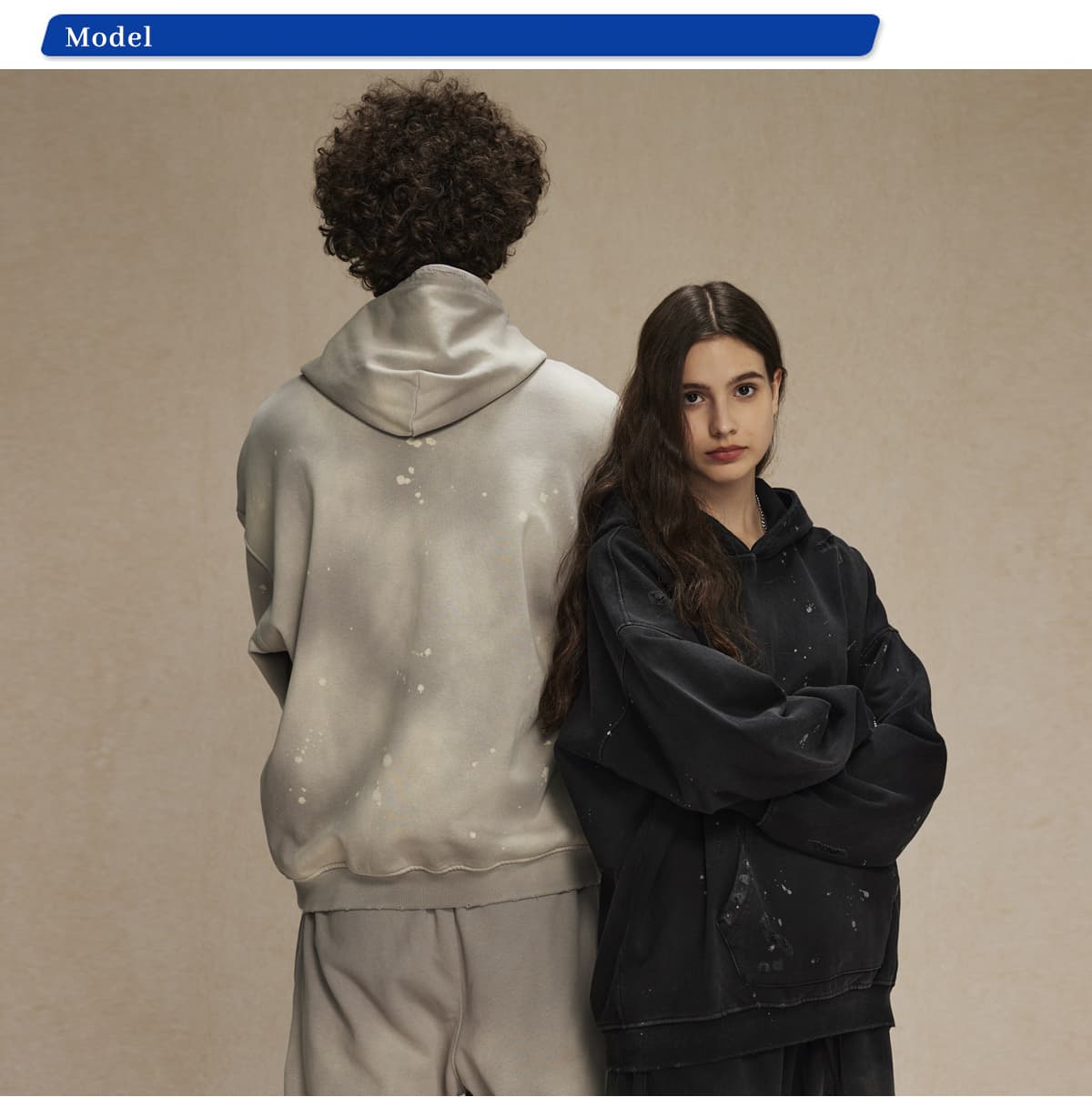 Terry 450Gsm Vintage distressed Ink Splash Hoodie – detail 9