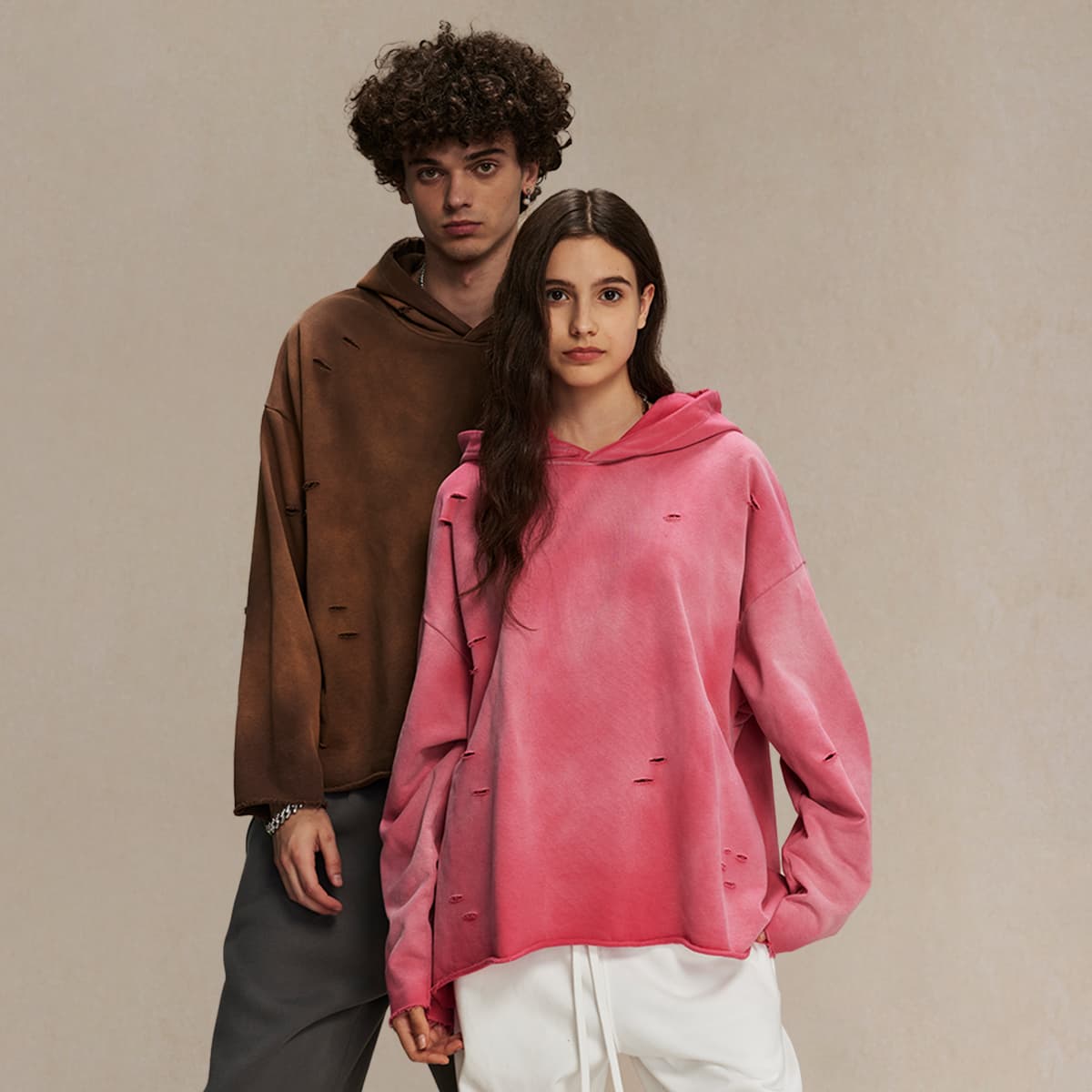 Terry 450Gsm Oversized Distressed Raw Edge Hoodie thumbnail 4