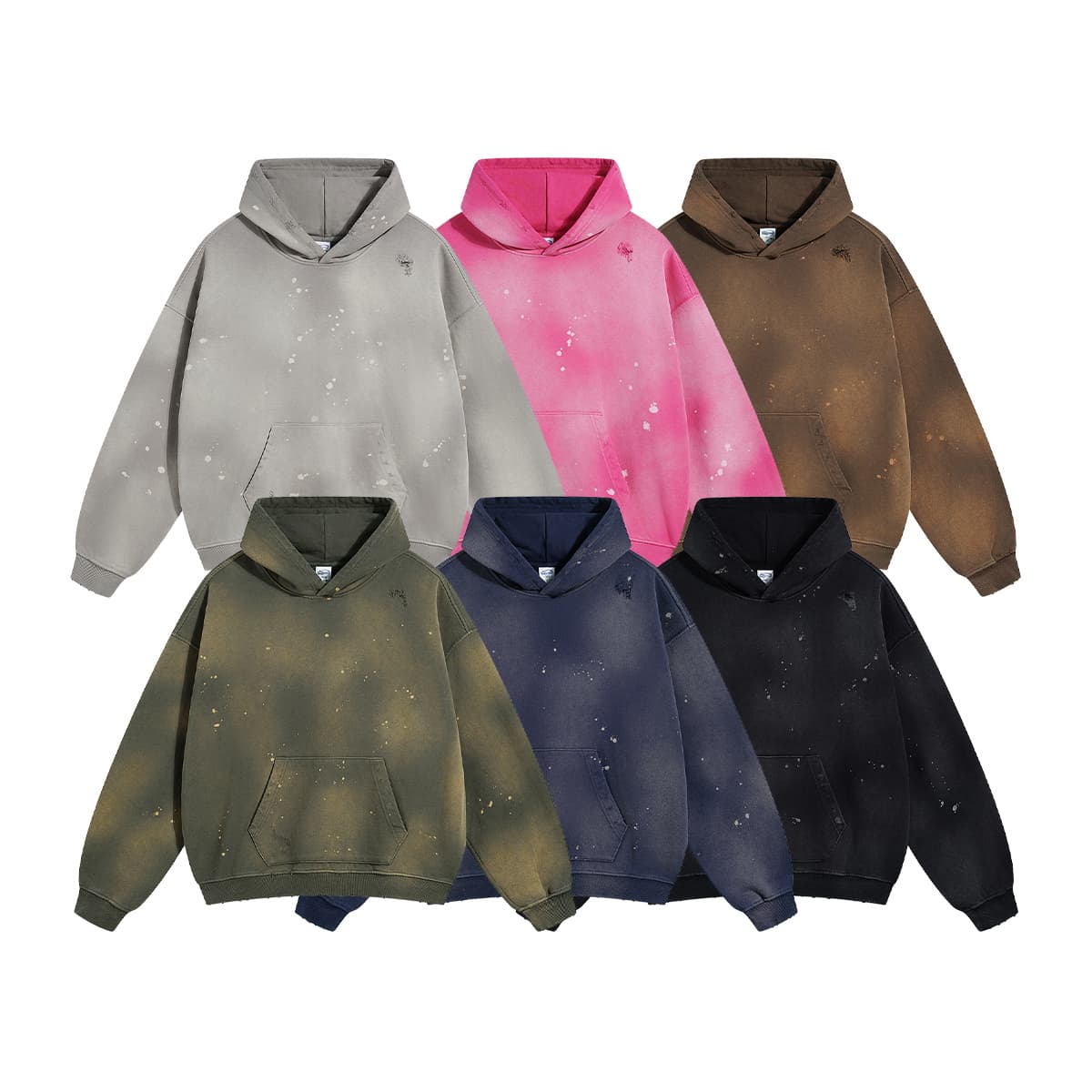 Terry 450Gsm Vintage distressed Ink Splash Hoodie thumbnail 5