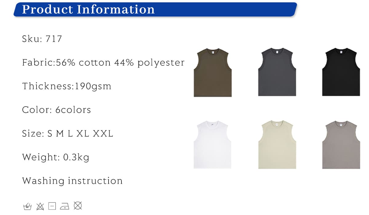 Quick Dry Cotton 190gsm Light Weight Sports Vest – detail 1
