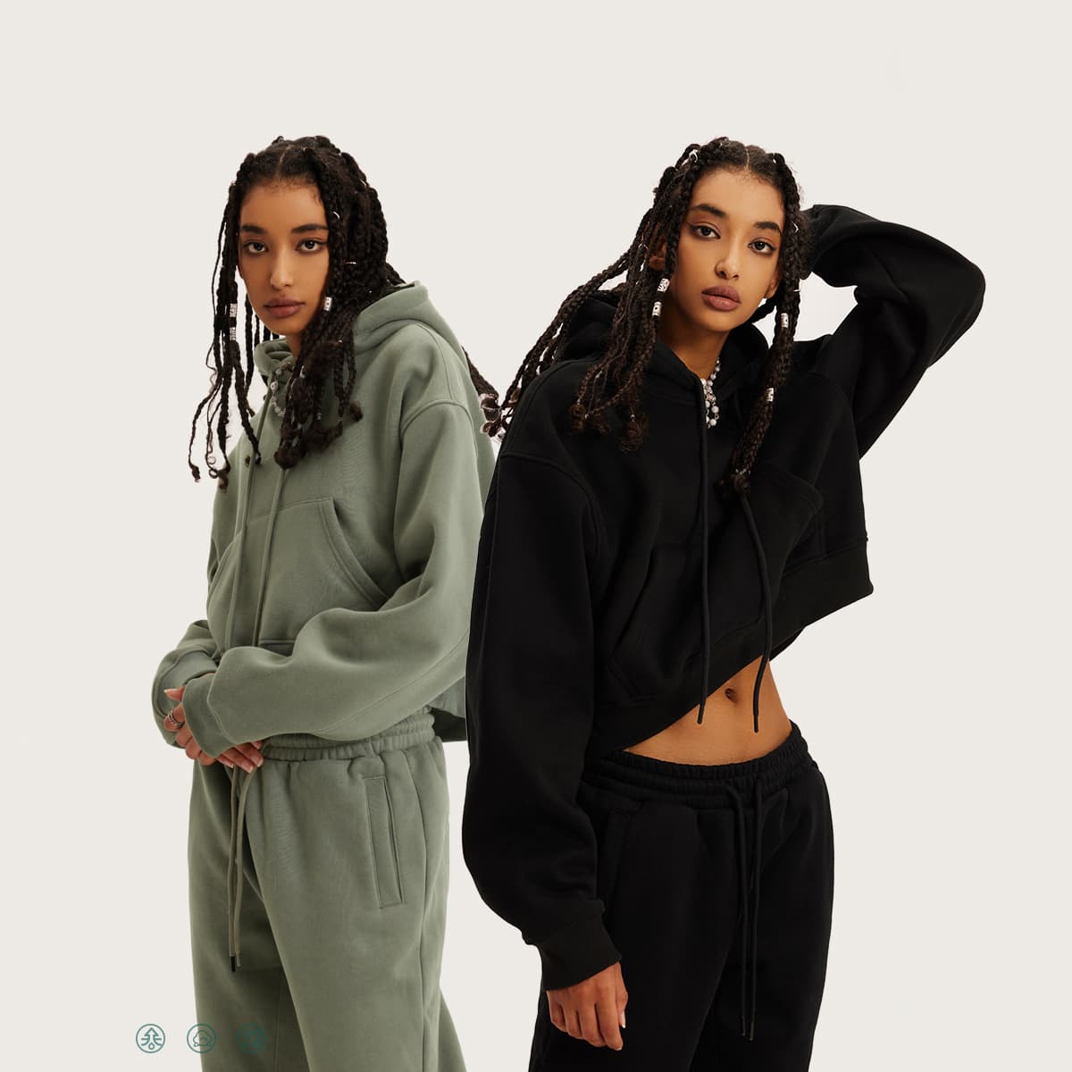 Heavy weight Fleece 345Gsm Cropped Hoodie thumbnail 2